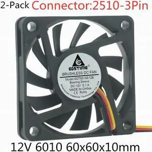 Weastlinks 2PCS DC 5V 12V USB Fan 6cm 60mm 6010 60x60x10mm Ultrathin Brushless Axial Cooling Fan 6010 Fan 2510 3Pin USB Fan Grill Net