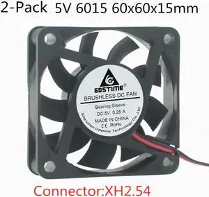 Weastlinks 2PCS DC 5V 12V 24V USB Fan 6cm 60mm 6015 60x60x15mm Ultrathin Brushless Axial Cooling Fan 6015 Fan XH2.54 2Pin USB Fan Grill Net