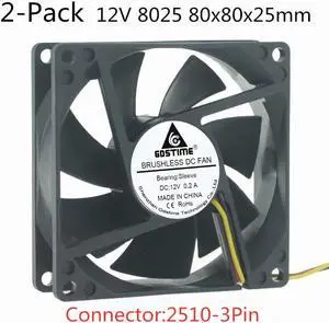 Weastlinks 2PCS DC 12V Fan 8cm 80mm 8025 80x80x25mm Ultrathin Brushless Axial Cooling Fan 8025 Fan 3Pin 4Pin USB Fan Grill Net