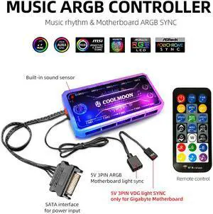 Weastlinks 12cm RGB Case Fans, 120mm Quiet Computer Cooling PC Fans, Music Rhythm 5V ARGB Addressable Motherboard SYNC/RC Controller
