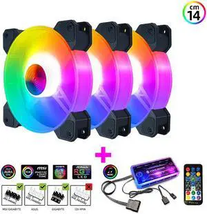 Weastlinks 14cm ARGB Fan 140mm Case Fan with Music Controller Support AURA SYNC Computer Cooler Cooling RGB Case Fans 14cm