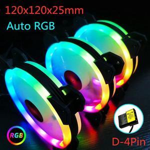 Weastlinks 4Pin Auto RGB Fan 12cm Dual Aperture Aurora Automatic Color-changing Quiet Desktop 120mm RGB Fan Quiet Computer Case Fan