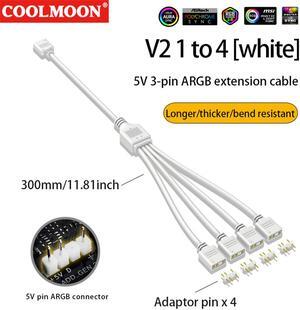 Weastlinks Motherboard 5V 3PIN ARGB Extension Cable Adapter 1 to 2 3 4 RGB Splitter Cable for MSI ASUS ASRock GIGABYTE AURA SYNC