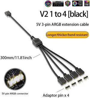 Weastlinks Motherboard 5V 3PIN ARGB Extension Cable Adapter 1 to 2 3 4 RGB Splitter Cable for MSI ASUS ASRock GIGABYTE AURA SYNC