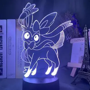 Weastlinks Cute Pokemon Vaporeon Anime Figures 3D Led Night Light Model Toys Children Bed Room Decor Birthday Gift Christmas Gifts for Kids