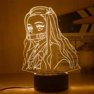 Weastlinks Anime 3D Led Light Kimetsu No Yaiba Nezuko Kamado for Bedroom Decoration Night Light Gift Manga 3D Lamp Demon Slayer Room Decor