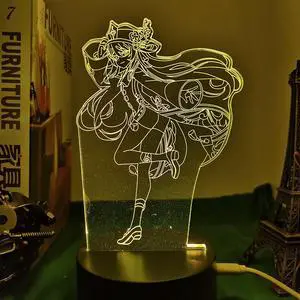 Weastlinks Genshin Impact 3D light Anime Night Light Game Figure Yunjin Lamp 16 Colors Shenhe Room Decor Kids christmas decoration Gift