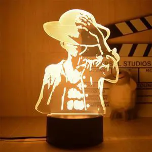 Weastlinks Anime One Piece 3D Night Light Figure Luffy Zoro 3D Illusion LED Table Lamp Nightlight Light Desk Model Figure Christmas Gift