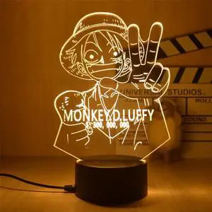 Weastlinks Anime One Piece 3D Night Light Figure Luffy Zoro 3D Illusion LED Table Lamp Nightlight Light Desk Model Figure Christmas Gift