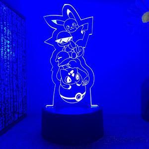 Game Pokemon Pikachu Anime Figures 3D Led Night Light Color Changing Model  Action VALOR Logo Lampara