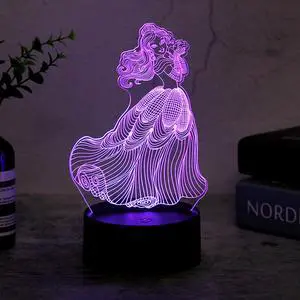 Weastlinks Disney Cartoon 3D Night Light Frozen Princess Acrylic LED Illusion Lamp for Children Bedroom Decortion Touch Table Lamp Kid Gift