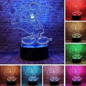 Weastlinks Disney Cartoon 3D Night Light Minnie Mickey Mouse Acrylic Touch 3D illusion Lamp Bedroom Decorative Table Lamp Child Toys Gifts