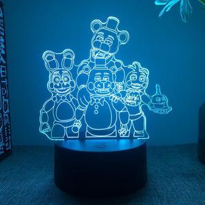 Weastlinks 3D Visual Illusion Lights Five Nights Game Cute Night Lights 7 Color Changing Bedroom Decorations Gifts for Kids Boys Girls