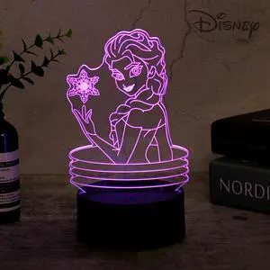 Weastlinks Disney Cartoon 3D Night Light Frozen Princess Acrylic LED Illusion Lamp for Children Bedroom Decortion Touch Table Lamp Kid Gift