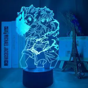 Weastlinks Acrylic 3D Lamp Anime Hunter X Hunter Killua and Gon for Bedroom Decor Nightlight Birthday Gift Led Night Light Manga Hxh Killua