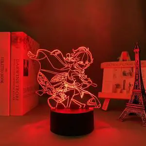 Weastlinks Genshin Impact 3D Night Light 3D Illusion Anime Lamp for Bedroom Decor LED Light Atmosphere Bedside Night Lamps Genshin Kids Gift