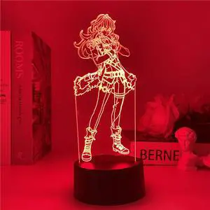 Weastlinks Genshin Impact 3D Night Light 3D Illusion Anime Lamp for Bedroom Decor LED Light Atmosphere Bedside Night Lamps Genshin Kids Gift