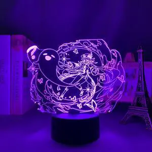Weastlinks Genshin Impact 3D Night Light 3D Illusion Anime Lamp for Bedroom Decor LED Light Atmosphere Bedside Night Lamps Genshin Kids Gift