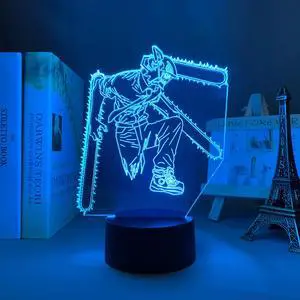 Weastlinks 3D LED Lamp Anime Chainsaw Man for Bedroom Decoration Nightlight Kids Birthday Gift Manga Chainsaw Man Led Night Light Bedside