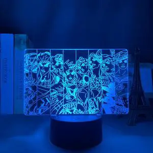 Weastlinks 3D Lamp Anime JoJo Bizarre Adventure for Bedroom Decor Light Birthday Gift Manga Jojo Figure Led Night Light Jotaro Kujo