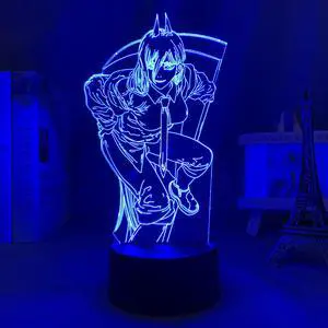 Weastlinks 3D LED Lamp Anime Chainsaw Man for Bedroom Decoration Nightlight Kids Birthday Gift Manga Chainsaw Man Led Night Light Bedside