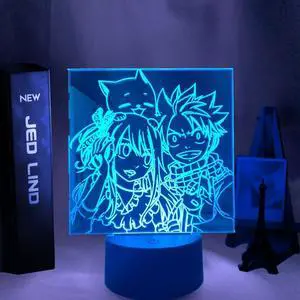 Weastlinks Anime Fairy Tail Natsu Dragneel and Erza Scarlet Hug Night Light Led Touch Sensor Night Lamp for Child Room Decor Table 3d Lamp