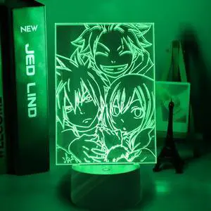 Weastlinks Anime Fairy Tail Natsu Dragneel and Erza Scarlet Hug Night Light Led Touch Sensor Night Lamp for Child Room Decor Table 3d Lamp
