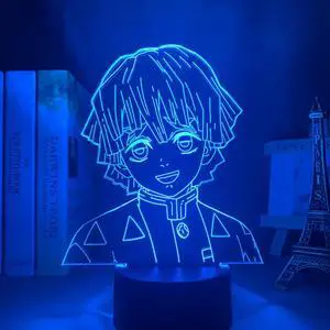 Weastlinks Acrylic Led Night Light Anime Demon Slayer Agatsuma Zenitsu Figure for Kids Child Bedroom Decor Cool Kimetsu No Yaiba Lamp Gift