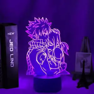 Weastlinks Anime Fairy Tail Natsu Dragneel and Erza Scarlet Hug Night Light Led Touch Sensor Night Lamp for Child Room Decor Table 3d Lamp