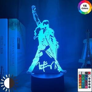 Weastlinks 3D Lamp Queen Freddie Mercury Figure Led Night Light Touch Sensor Baby Kids Nightlight for Office Room Decorative Lamp 3d Gift