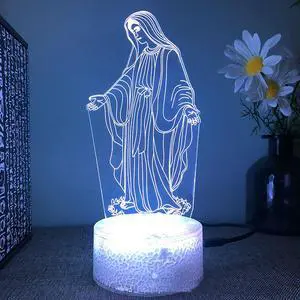 Weastlinks Jesus 3D LED lamp for bedroom night lights action Christian figure avatar Bible Blessed Virgin room decor gift luces