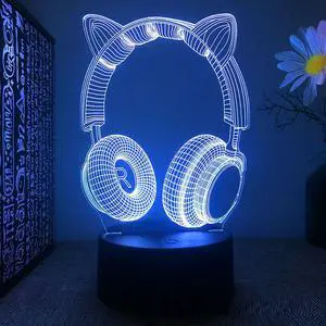 Weastlinks Gamepad Headphones Game Over Room Decoration Gaming Setup Accessories 3d Led Lamp Gamer Girl Desk Night Lights Christmas Gift