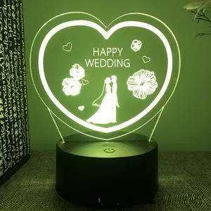 Weastlinks Valentine's Day 3d Led Lamp For Bedroom Wedding Sign Night Lights Marriage Room Decor Thank You Mistress Gift For Girlfriend