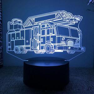 Weastlinks Fire Brigade Truck3d Led Night Light For Bedroom Engineering Vehicle Lava Lamp Childrens Room Decor Birthday Gift