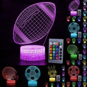 Weastlinks 16 Color Football 3D LED Night Light Remote / Touch Control LED Table Desk Lamp LED Night Light Rugby 3D LED Night Light