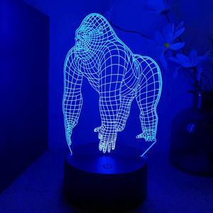 Weastlinks Gorilla Animal 3d Led Lamp For Bedroom Acrylic Colours Touch Remote Control Desk Night Lights Children's Birthday Gift