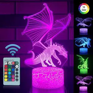 Weastlinks 16 Colors 3D LED Night Light Remote and Touch Control LED Lamp Bedroom Decor Desk Setup Lighting Kids Gift Dragon Night Lights