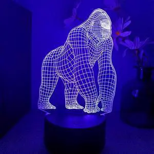 Weastlinks Gorilla Animal 3d Led Lamp For Bedroom Acrylic Colours Touch Remote Control Desk Night Lights Children's Birthday Gift
