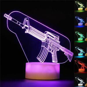 Weastlinks 3D Color Changing Setting Setup Rifle RGB Night Lights LED Gamer Decoration Table Lamp CS Gaming Room Decor For Boys Birthday