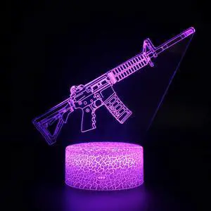 Weastlinks 3D Color Changing Setting Setup Rifle RGB Night Lights LED Gamer Decoration Table Lamp CS Gaming Room Decor For Boys Birthday