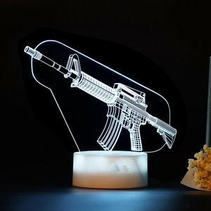 Weastlinks 3D Color Changing Setting Setup Rifle RGB Night Lights LED Gamer Decoration Table Lamp CS Gaming Room Decor For Boys Birthday