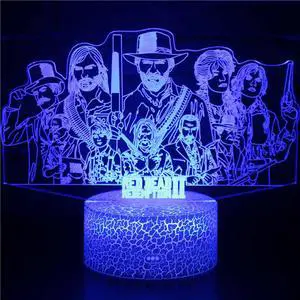 Weastlinks Anime APEX Legends Hero Red Dead Redemption 2 Figure Night Light for Children 3D Acrylic LED Nightlamp Illusion Table Lamp Gifts
