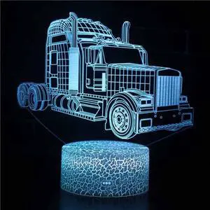 Weastlinks 3D Night Light Cool Truck Lorry Tractor Vehicle Engine Head LED Atmosphere Night Lamp for Kids Decorative Lamp Children Gifts