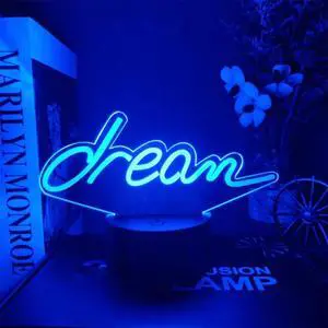 Weastlinks 3D LED Night Light Room Decor Good Vibes Dream Open Hello Flash Neon Sign Table Lamp for Home Party Wedding Decor 16 Colors