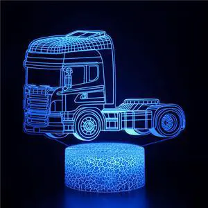 Weastlinks 3D Night Light Cool Truck Lorry Tractor Vehicle Engine Head LED Atmosphere Night Lamp for Kids Decorative Lamp Children Gifts