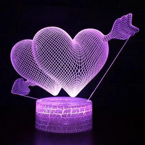 Weastlinks 3D Love Romantic Illusion Light 16 Colors Change Night Light LED Heart Sleep Light for Valentines Wife Boyfriend Girlfriend