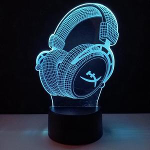 Weastlinks 3D LED Gaming Headset Setup RGB Lamp USB Powered Gaming Room Children's Lamp Bedroom Night Lights Table Lamp Lighting Gifts