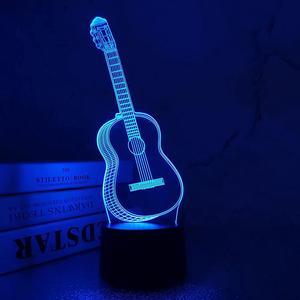 Weastlinks 16 Colors Changing Guitar Musical Instrument 3D Night Light USB Remote &Touch LED Illusion Lamp For Music Lover Home Party Decor