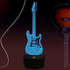 Weastlinks 16 Colors Changing Guitar Musical Instrument 3D Night Light USB Remote &Touch LED Illusion Lamp For Music Lover Home Party Decor
