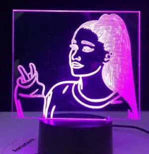 Weastlinks 3D Lamp Table Nightlight Celebrity Singer ArianaGrande Poster Cat Girl Fans Gift with 7 /16 Colors Touch Remote Control